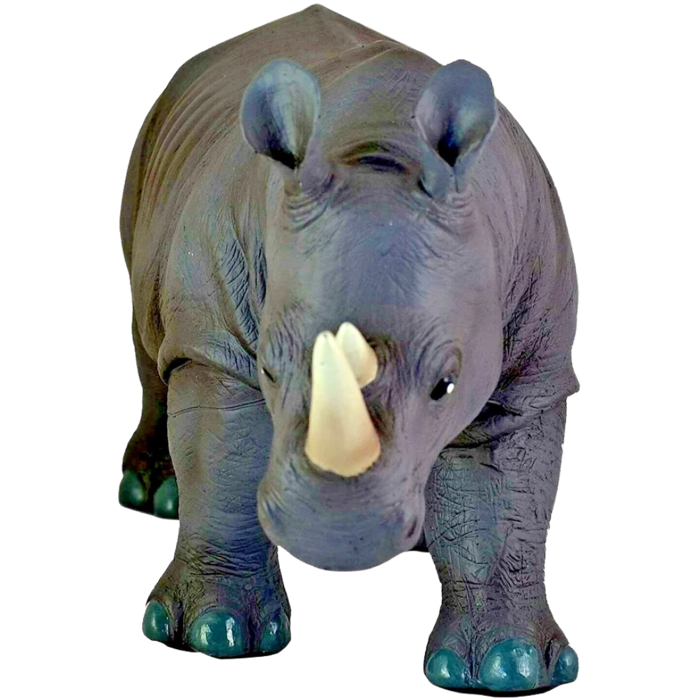 Soft Rubber Rhino Toy, Realistic Rhinoceros Animal Figure Gift for Kids and Home Display