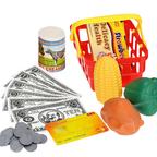 Kids Electronic Cash Register Toy Working Scanner Till Play Food Shopping Basket Lights Sounds
