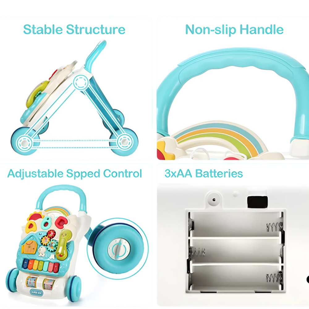 Multifunctional 2-in-1 Baby Walker with Detachable Activity Centre, Lights, Music and Piano Keys