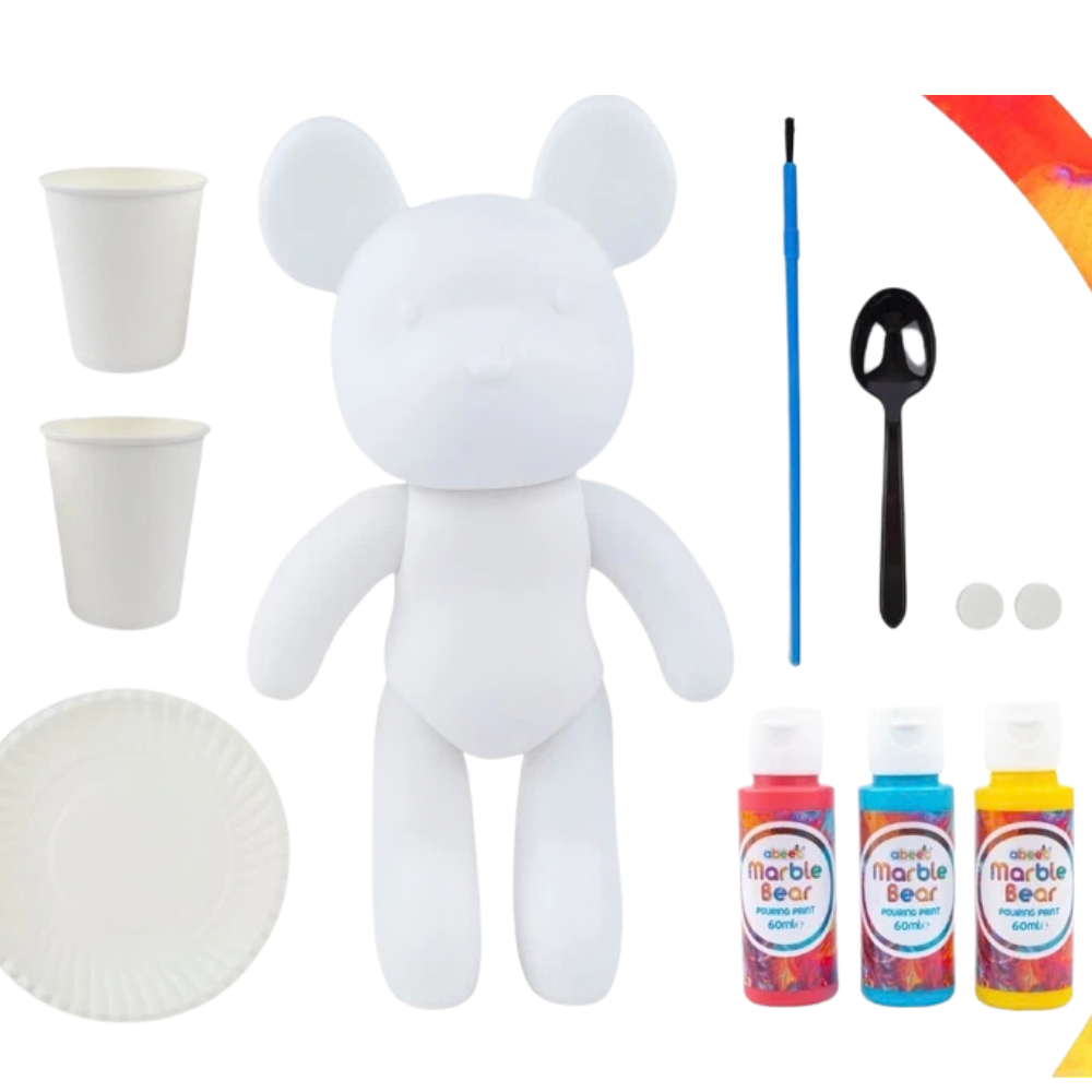 Marble Bear Pouring Kit 23cm Acrylic Paint Art & Craft Set for Kids & Adults