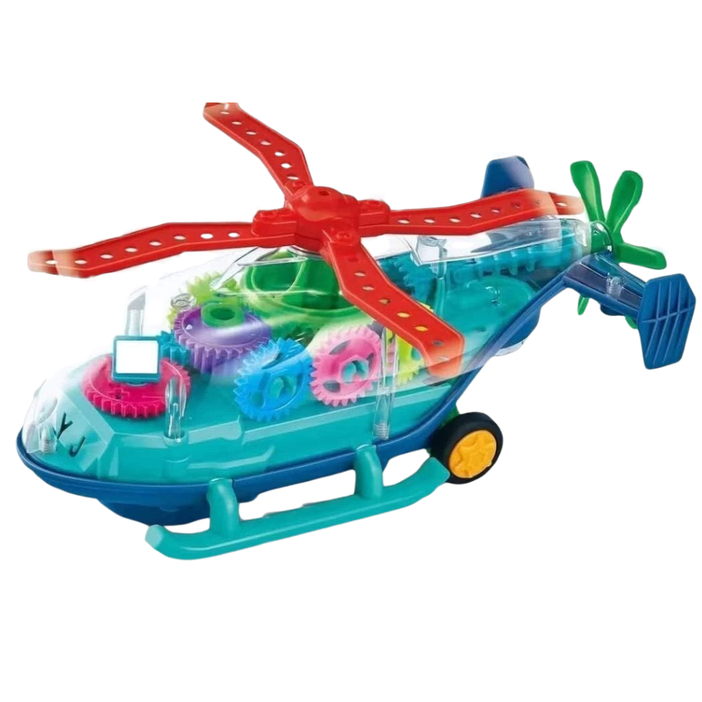 PEBBLE HUG Transparent Helicopter 3D Lights Musical Sound Kids Toy Vehicle