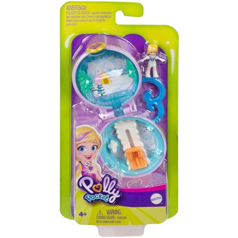 Polly Pocket Winter Tiny Compact Snow Cabin with Micro Doll Accessories Toy 4+