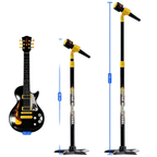 22" Kids Electric Rock Star Guitar & Microphone Set Musical Toy Adjustable Stand Black Gift