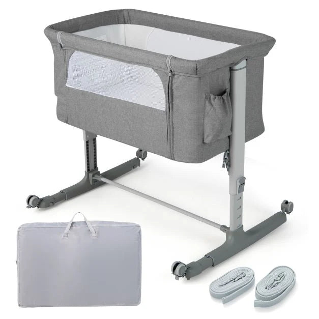 3-in-1 Baby Bedside Bassinet with Height Adjustment and Cozy, Plush Mattress