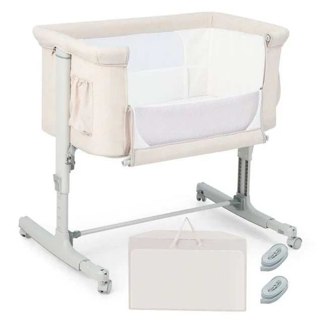 3-in-1 Baby Bedside Bassinet with Height Adjustment and Cozy, Plush Mattress