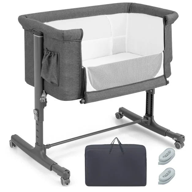 3-in-1 Baby Bedside Bassinet with Height Adjustment and Cozy, Plush Mattress