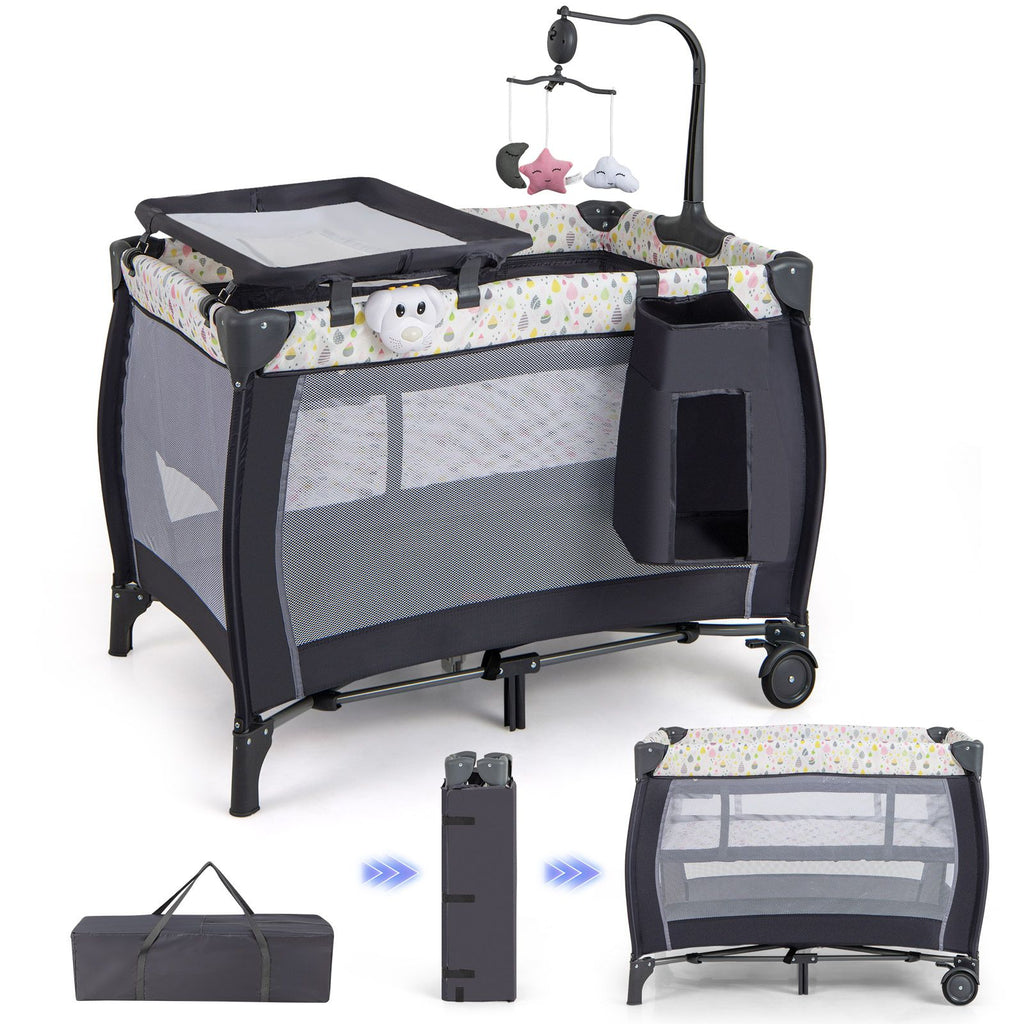 Baby Activity Center 3-in-1: Foldable Pack and Play with Changing Table