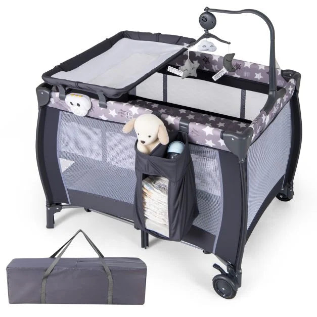 Baby Activity Center 3-in-1: Foldable Pack and Play with Changing Table
