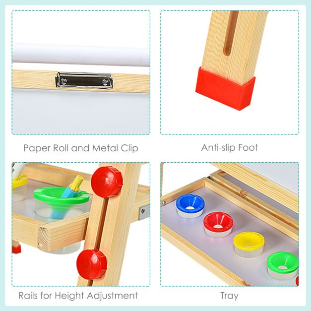 3-in-1 Double-Sided Children’s Art Easel with Whiteboard & Chalkboard
