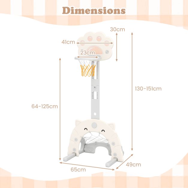 Kids 3-in-1 Sports Center with Basketball Hoop and Soccer Goal