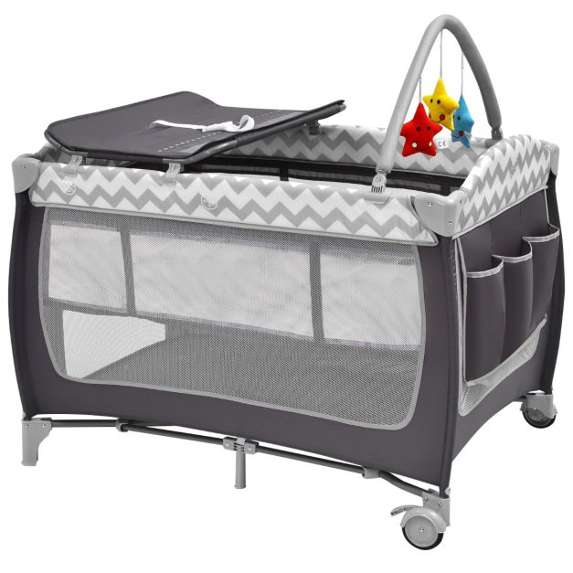 3-in-1 Baby Playard Portable Nursery Center with Toy Bar for Infants