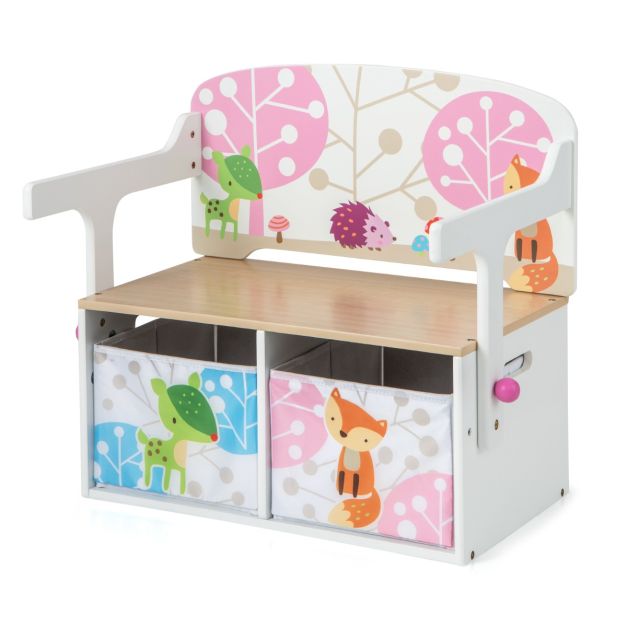 3-in-1 Kids Play & Art Bench with Two Removable Storage Bins