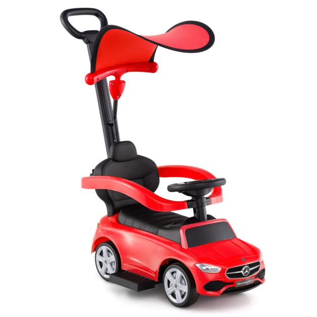 Kids 3-in-1 Push Ride-On Car | Adjustable Canopy & Steering