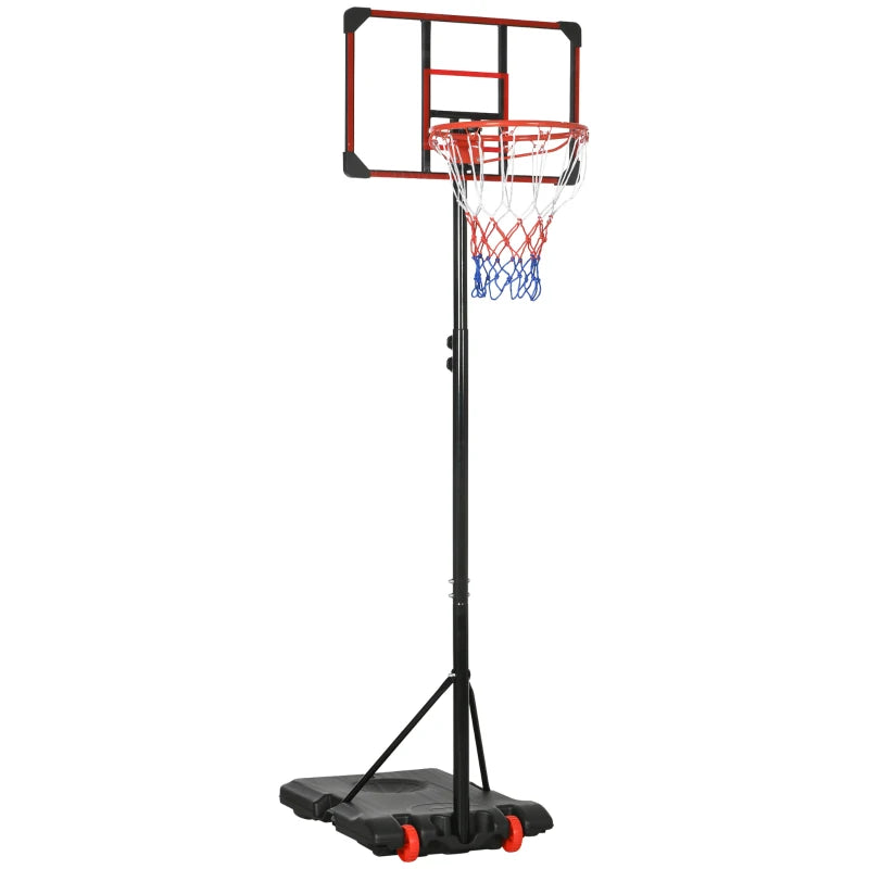 Basketball Hoop with Firm Backboard & Rolling Base – Red