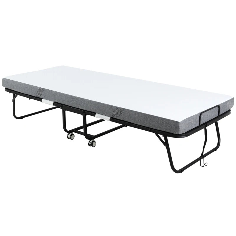 Metal Folding Bed with 10cm Mattress – Portable Guest Sleeper