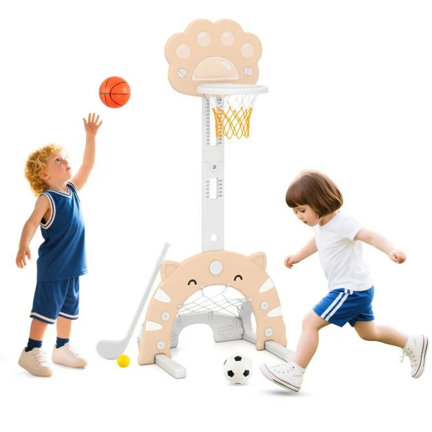 Kids 3-in-1 Sports Center with Basketball Hoop and Soccer Goal