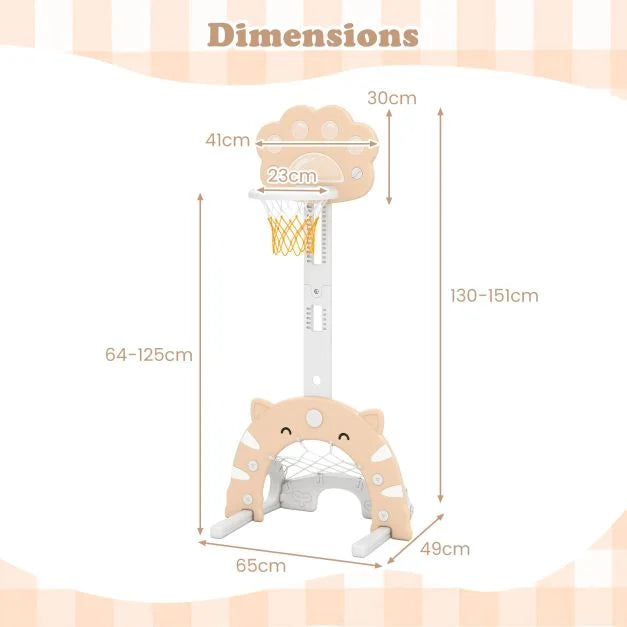 Kids 3-in-1 Sports Center with Basketball Hoop and Soccer Goal