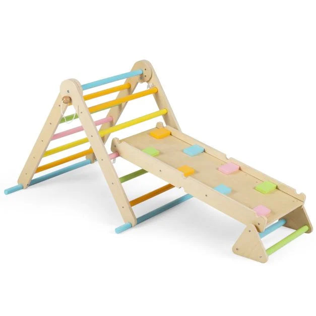 Adjustable 3-in-1 Pikler Triangle Climber Set with Reversible Ramp