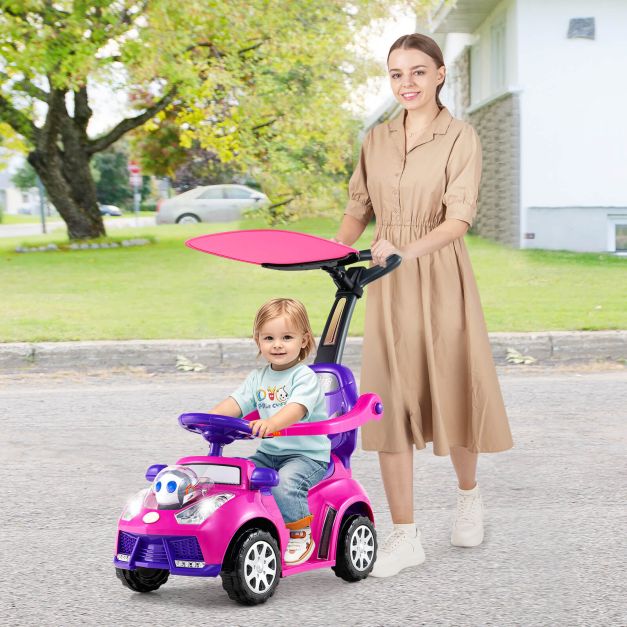 3-in-1 Push Car for Toddlers with Sliding Mode, Seat Belt, and Sun Canopy