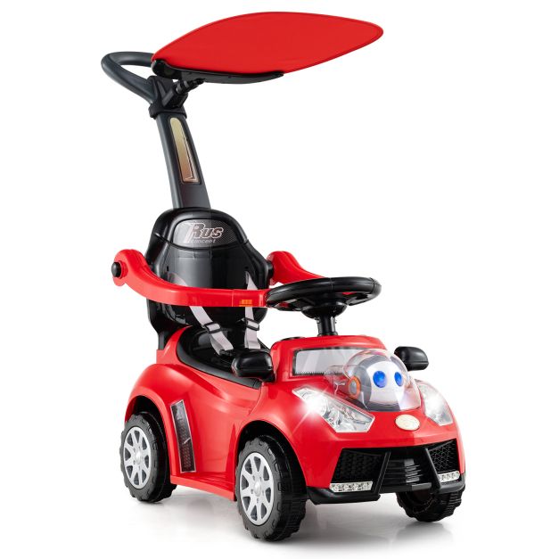 3-in-1 Push Car for Toddlers with Sliding Mode, Seat Belt, and Sun Canopy