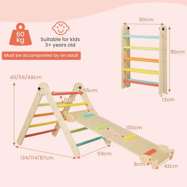 3-in-1 Foldable Triangular Climbing Toys Set for Toddlers
