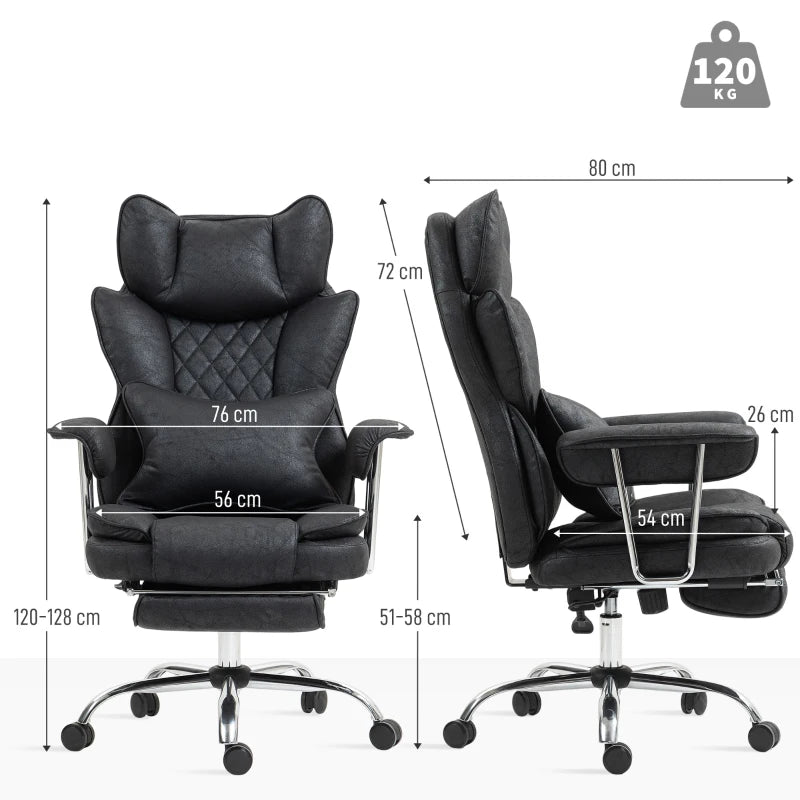 Black Reclining Desk Chair with Lumbar Support Pillow