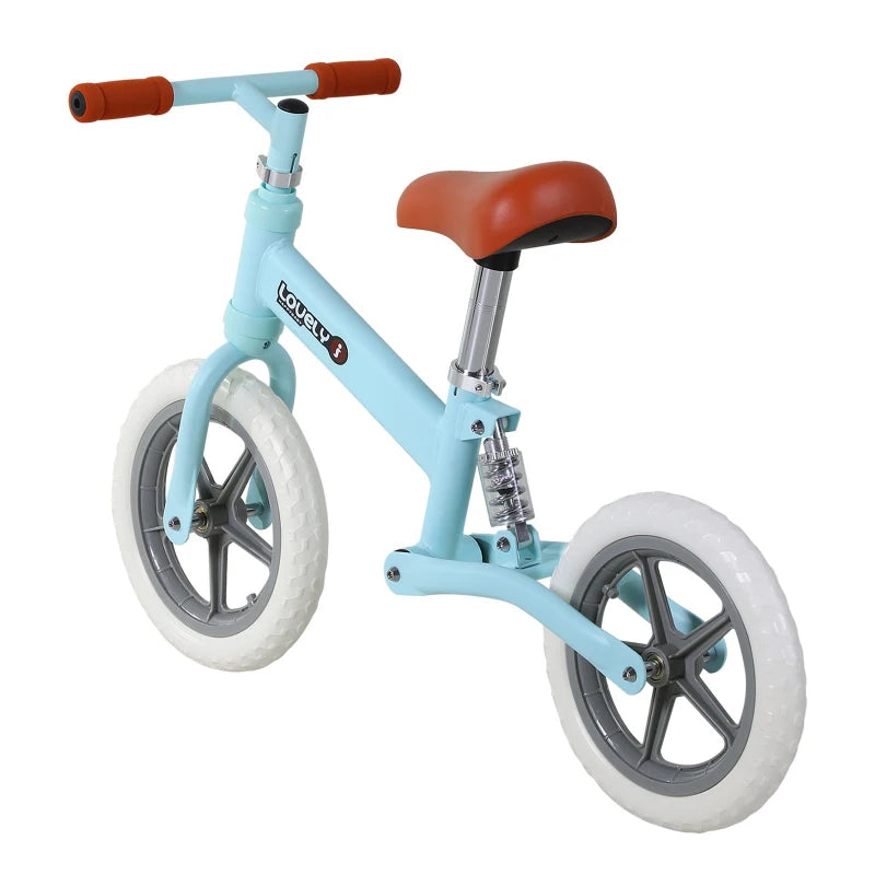 Kids 12" Balance Bike No Pedals with Shock Absorber for Toddlers 2-5 Years, Blue