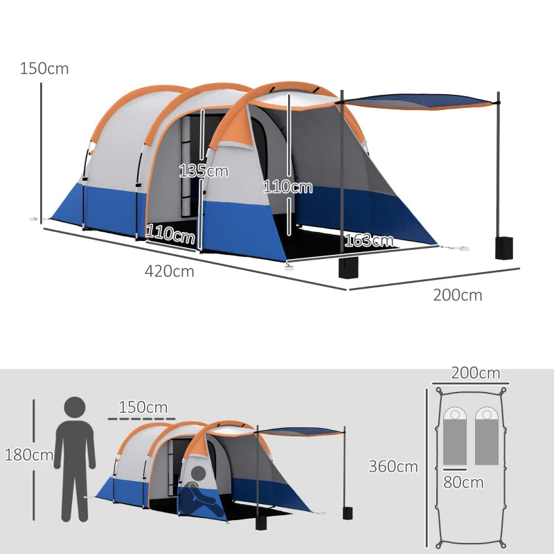 Orange Tunnel Tent – Waterproof & Easy Carry Bag