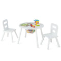 Wooden Kids 3-Piece Activity Table Set with Mesh Storage Organizer