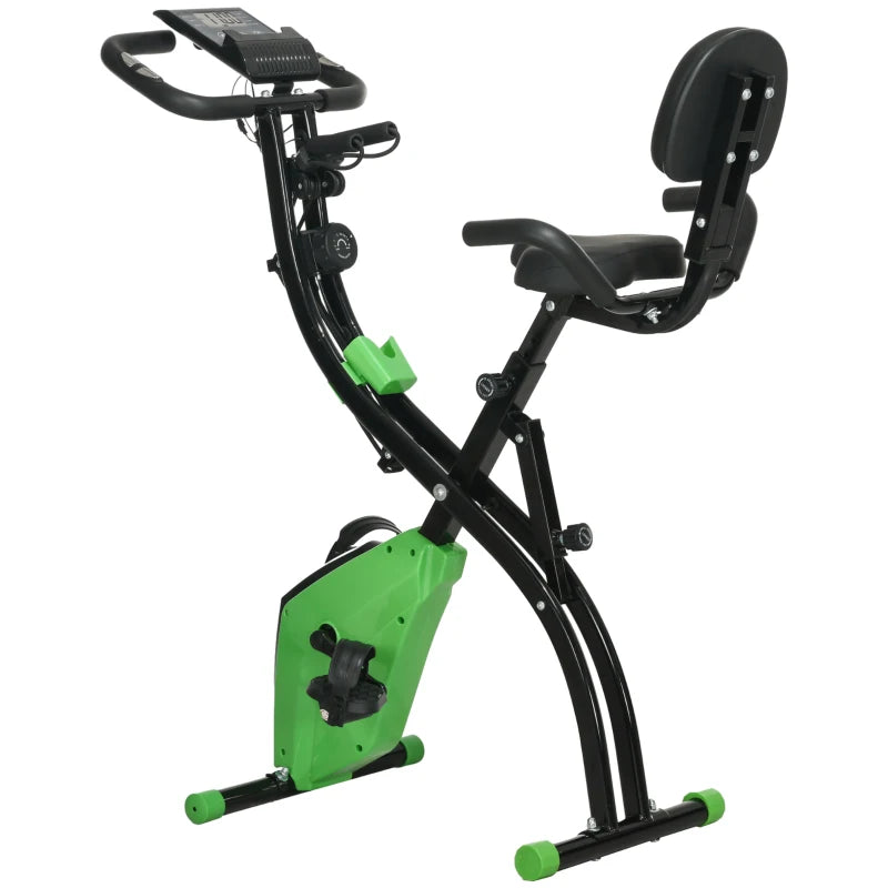 Green Foldable Exercise Bike – 2-in-1 with Arm Bands & Pulse Monitor