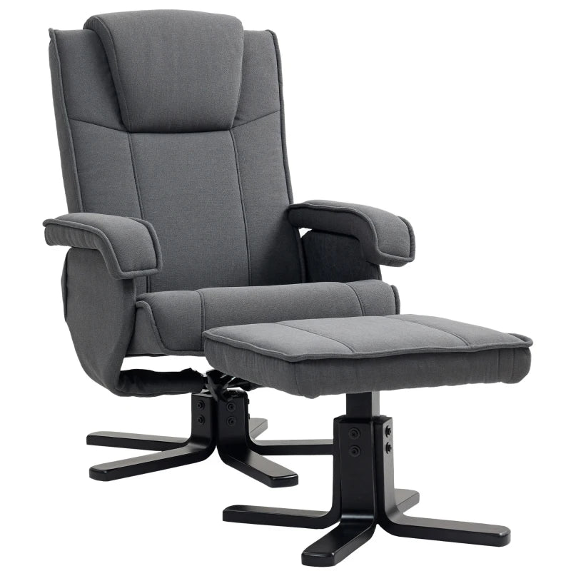 Swivel Rocker Recliner Chair – Charcoal Grey Velvet with Footstool