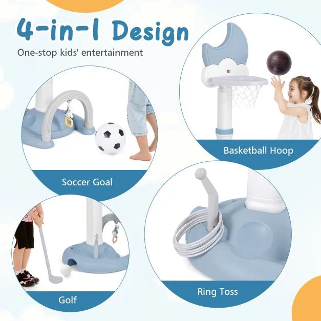 Kids’ 4-in-1 Basketball Hoop Set with Adjustable Height