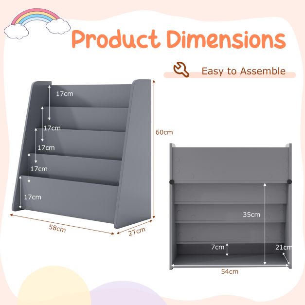 Children’s 4-Tier Bookshelf with Deep Storage Compartments