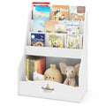 Wooden 4-Tier Kids Bookcase and Toy Storage Organizer