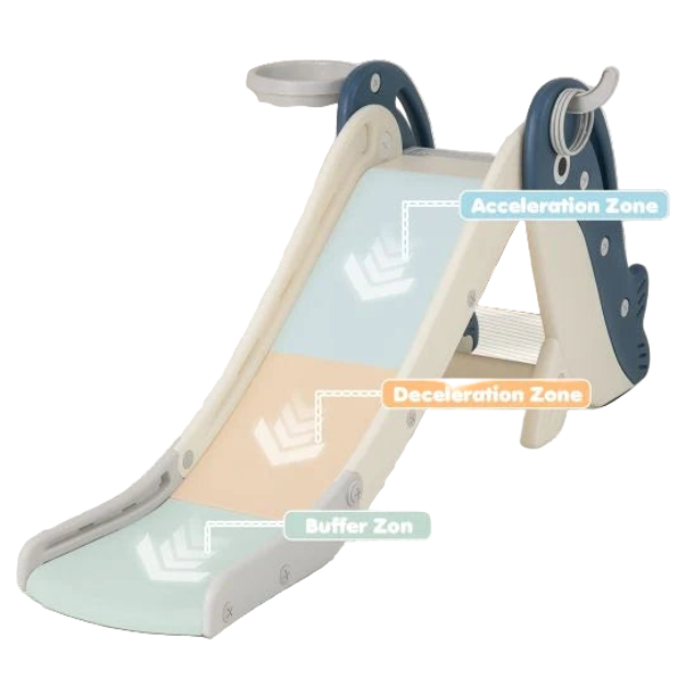 Foldable 4-in-1 Toddler Slide with Hoop – Space-Saving Playset