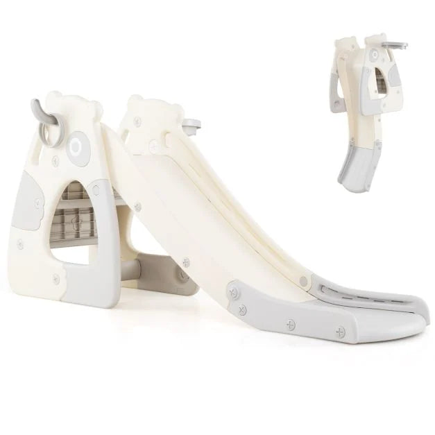 Kids Foldable Slide with Basketball Hoop and Play Ball