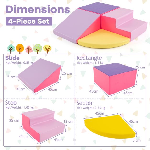 4-Piece Infant Baby Foam Climb & Crawl Block Play Set