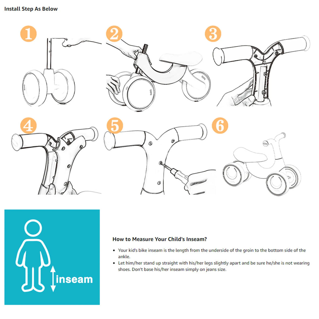 UBRAVOO Baby Balance Bike & Walker, 4-Wheel No-Pedal Ride-On for 10–36 Months