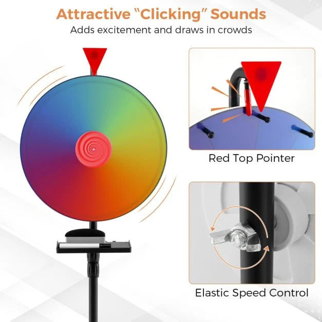 Prize Wheel 40cm with Foldable Tripod – Game Night & Event Spinner