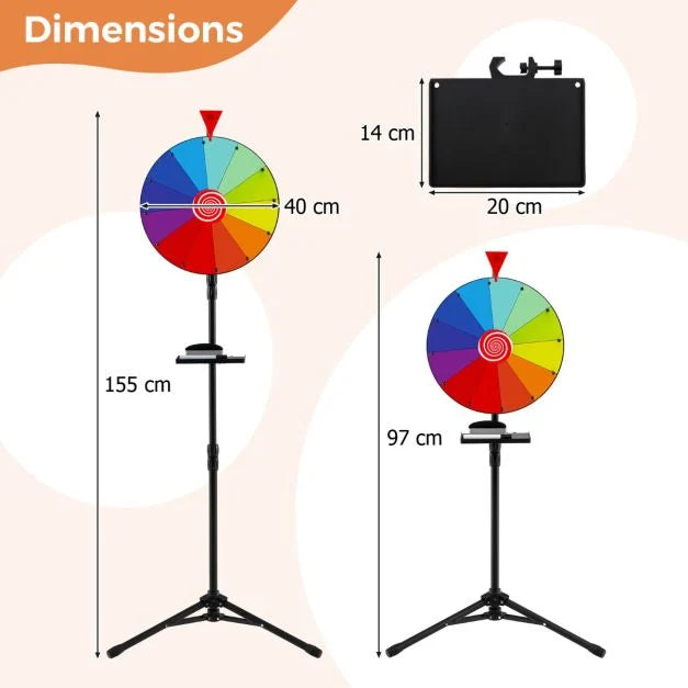 Prize Wheel 40cm with Foldable Tripod – Game Night & Event Spinner