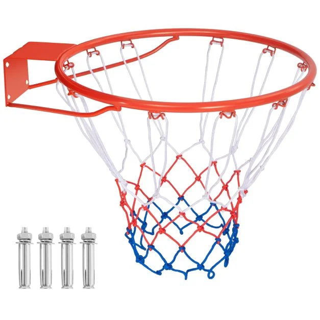 Heavy-Duty 45/38 CM Basketball Hoop Rim with Net & Hardware