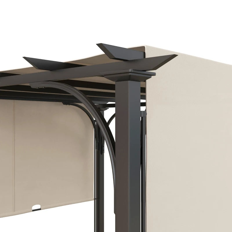 Beige Outdoor Pergola with Garden Gazebo and Adjustable Canopy, 3 x 3m