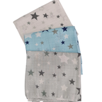 3 Pack Xl Large Printed Muslin Squares for Babies, Reusable 100% Cotton Nappy Cloths