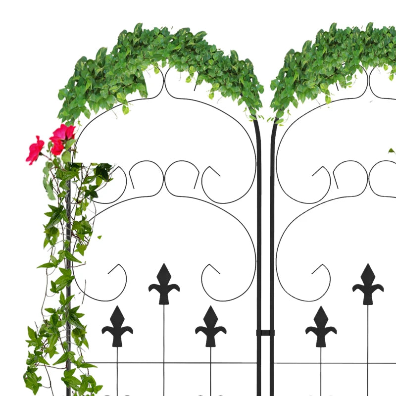 Garden Trellis Set of 2, Metal Climbing Plant Support with Scroll Pattern