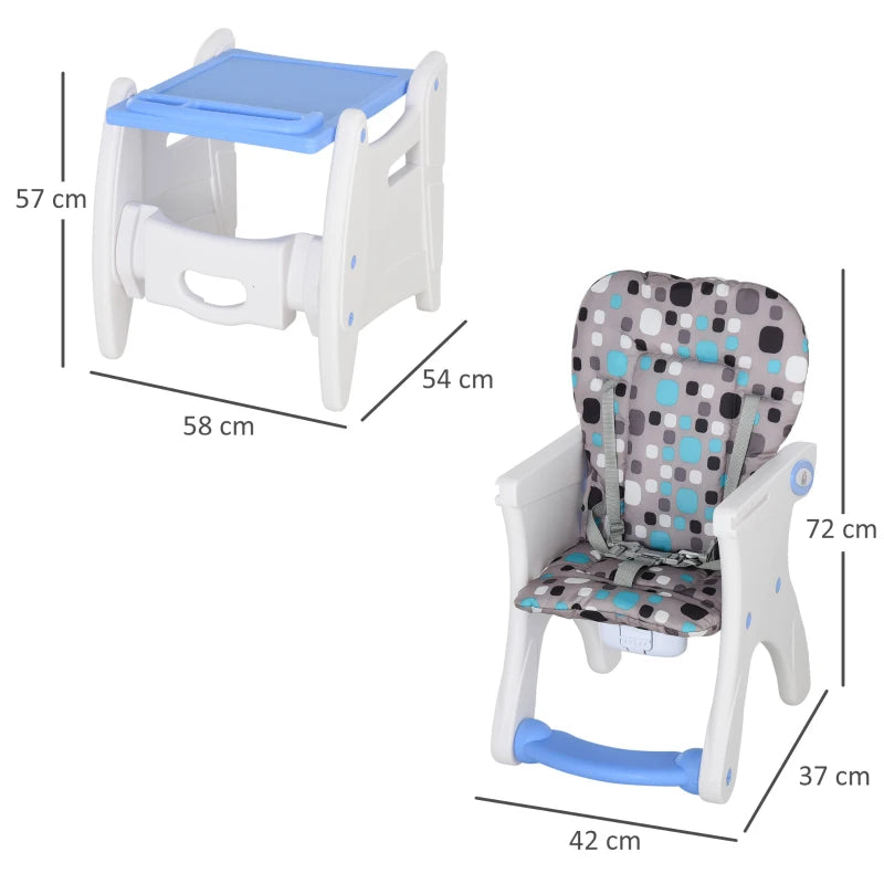 Baby Feeding High Chair – 2-in-1 Convertible Seat with Tray and Harness, Blue