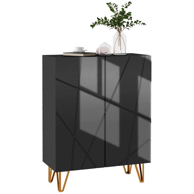 Slim Shoe Storage Cabinet – Black, Holds 15–20 Pairs, Soft-Close