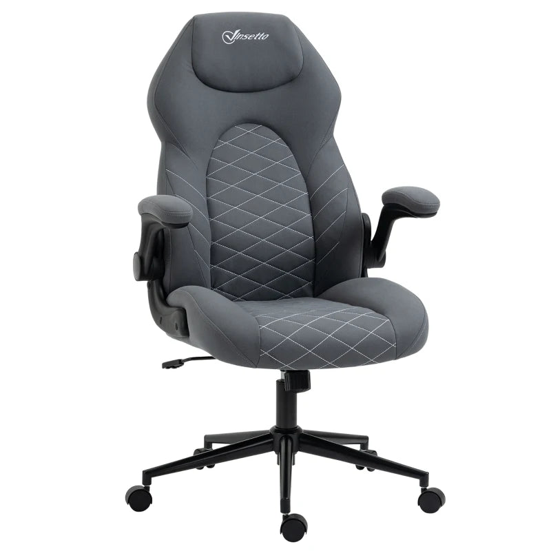 Home Office Chair – Swivel, Flip-Up Armrests, Dark Grey