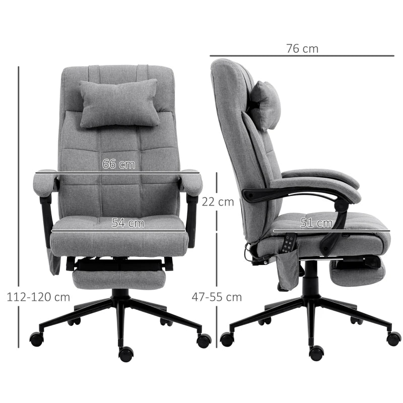 Grey Office Chair with 6-Point Vibration Massage & Heat