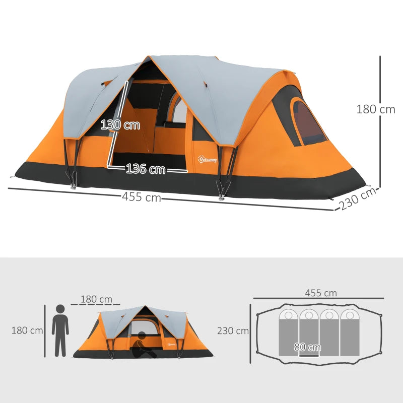 5-6 Person Waterproof Dome Tent – Orange Camping Tent