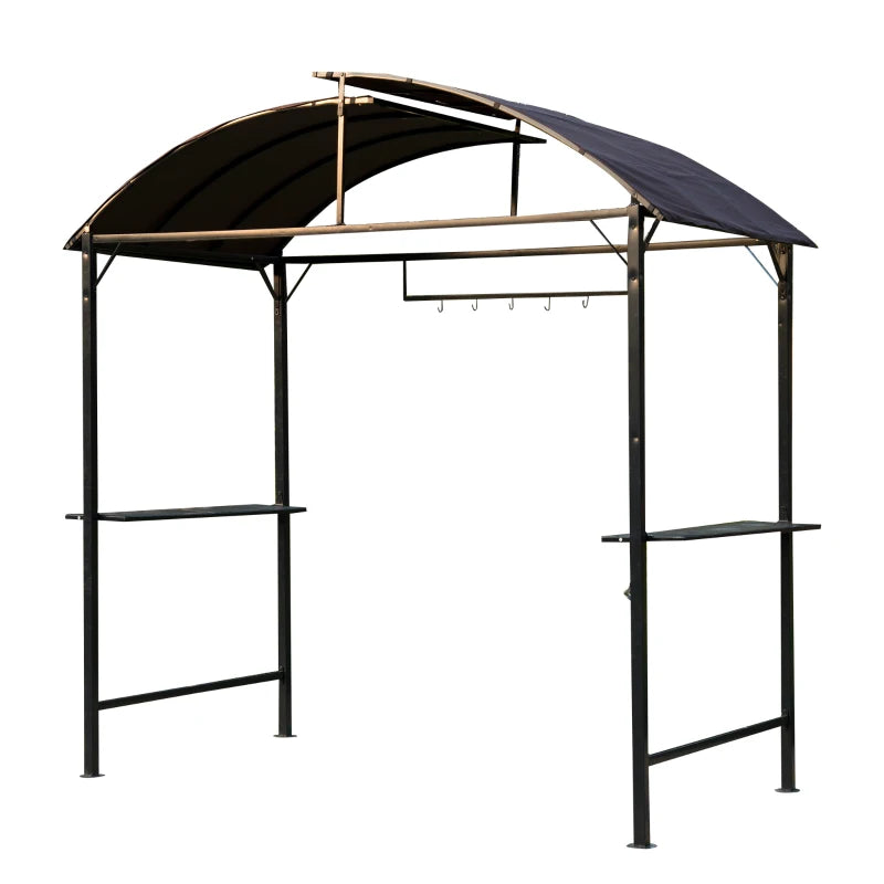 Metal Smoking Gazebo Marquee BBQ Grill Canopy Tent Outdoor Patio Awning Shelter, Coffee